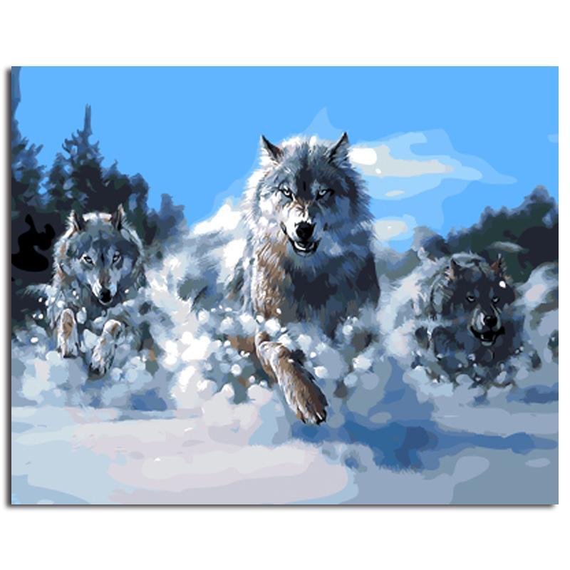 Abstract Wolf Framed Picture Painting