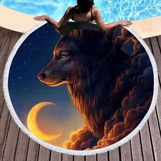 Night Guardian Large Round Beach Towel