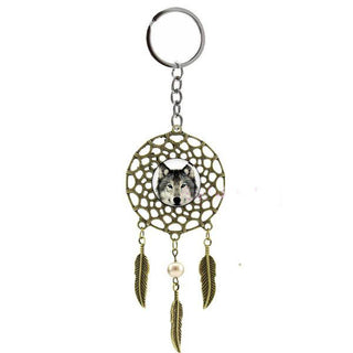 Arctic Wolf Dream Catcher Personalized Keychain