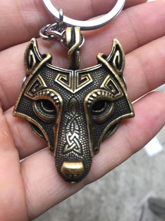 Norse Wolf Head Keychain