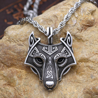 Norse Vikings Wolf Head Necklace