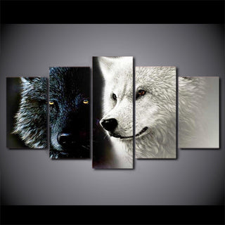 Canvas Art Abstract Wolf Couple Painting