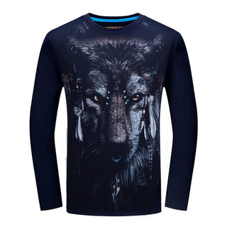 Long Design Wolf Printed Casual tops