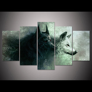 HD Printed Two Wolf Painting