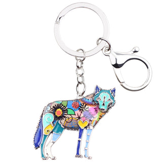 Unique Enamel Wolf Key Chains