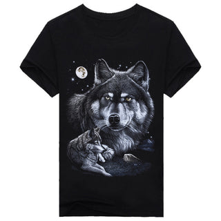 Summer Creative Moon Wolf T Shirt